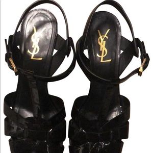 YSL tribute black patent leather heels
